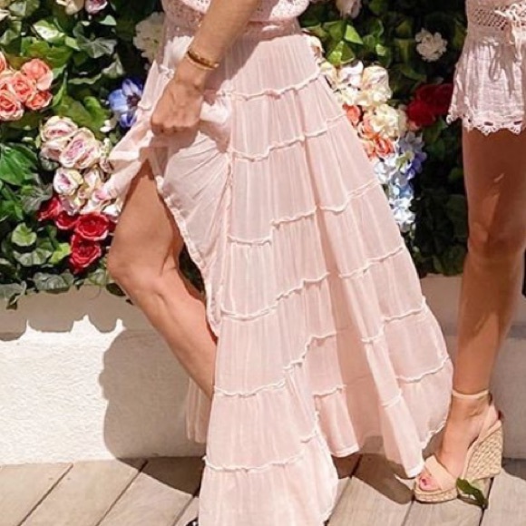 Sunday Tropez Cotton/Silk High Low Ruffle Skirt 💋 - Picture 1 of 12